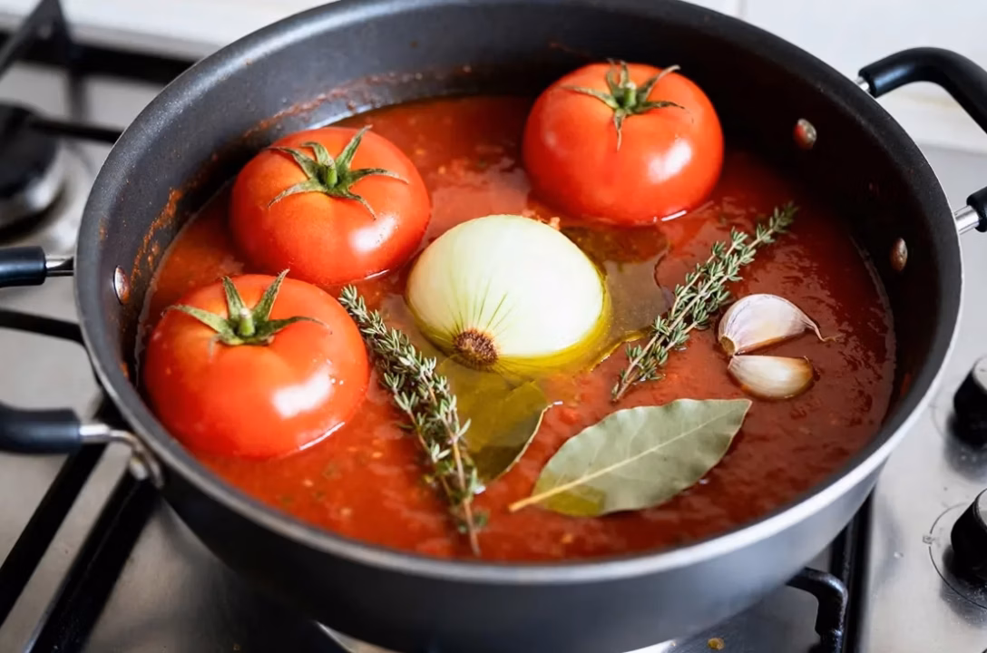recette sauce tomate avec tomates fraîches et herbes