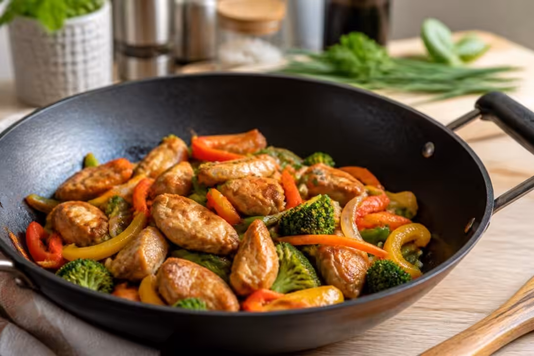 découvrez notre recette rapide et facile de wok de poulet aux légumes, idéale pour un repas savoureux et équilibré en toute simplicité.
